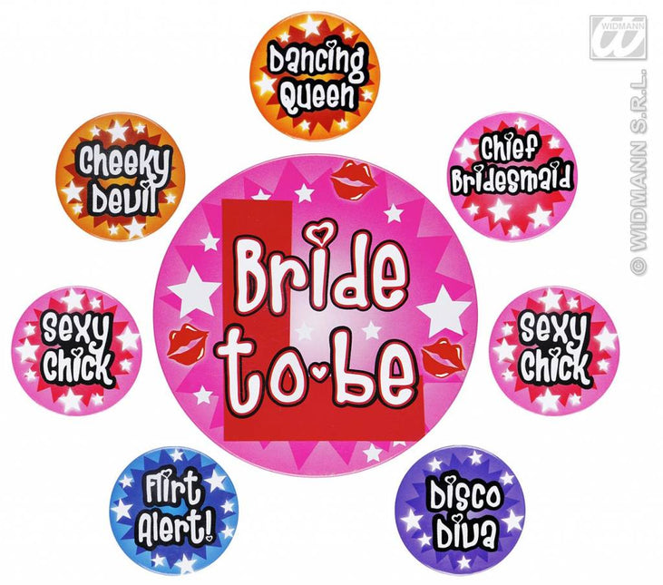 Buttons vrijgezellenfeest dames set van 8