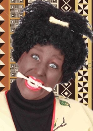 Carnaval- & feest accessoires: Kroespruik Negerin met botje