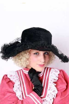 Dameshoed zwart kant