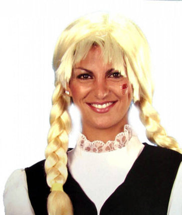 Feest-accessoires: Blonde pruik met vlechten