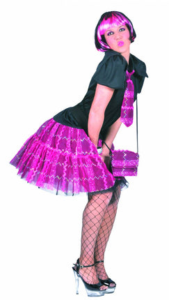 Feestaccessoires: Pruik Boblook roze/zwart