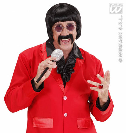 Feestpruik: Music man met snor en bril