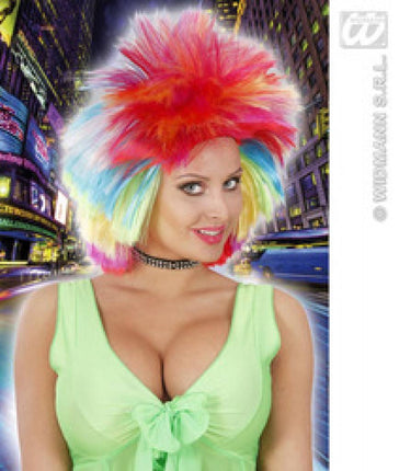 feestpruik: Rockstar in multicolor