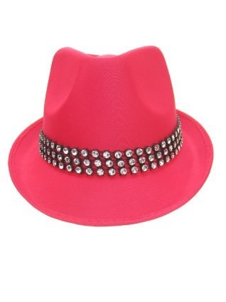Hoedje roze met strassband