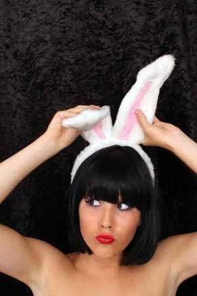 Hoofddiadeem konijnenoren wit met roze