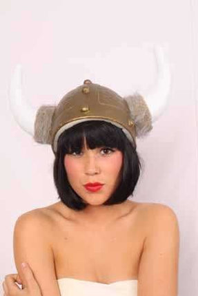 Party- & feest accessoires: Vickinghelm met bont