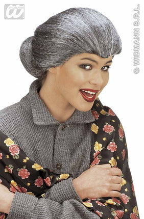 Party-kleding: Pruik, tante Maria (in plastic zak)