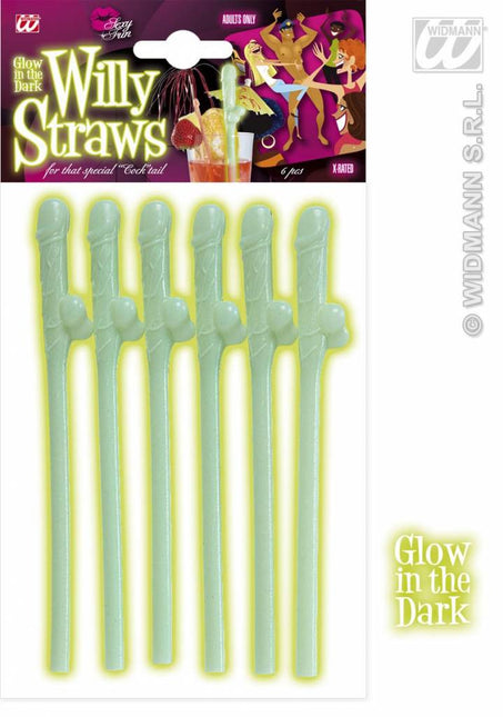 Party-rietjes: Piemel glow in the dark 6 stuks