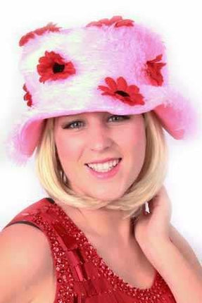 Pluche dameshoeden met bloemen