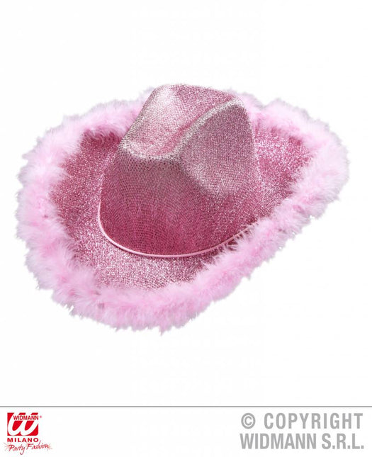 Roze cowboyhoed met marabou