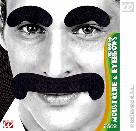 Vermommingen: Snor en wenkbrauwen zwart, herenmodel