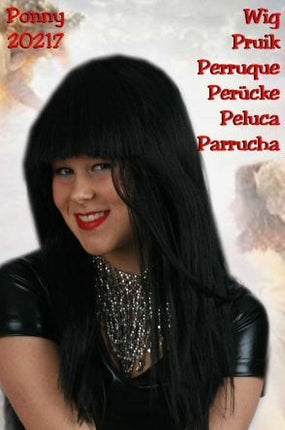 Carnaval- & feest accessoires: Pruik, lang haar met pony