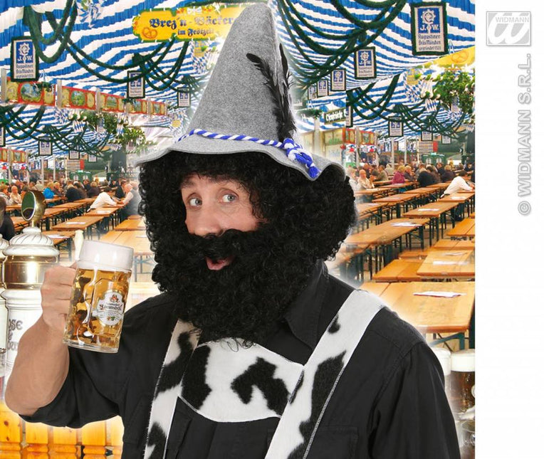 Feestaccessoires: Krulpruik met baard in 3 kleuren