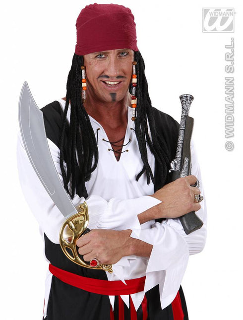 Feestpruik: Piraat bandana met dreadlocks