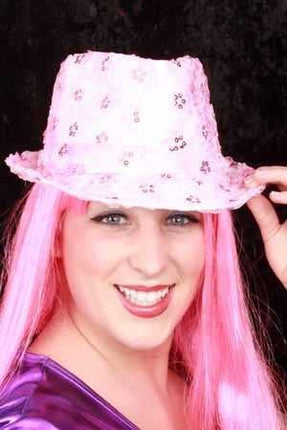 Hoedje roze pailletten