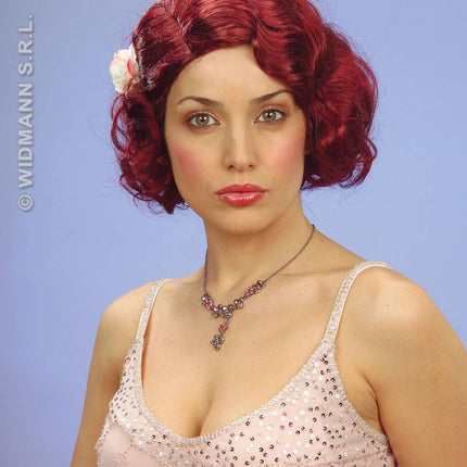 Party-accessoires: Pruik, 50's dames pruik met bloem