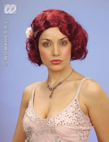 Party-accessoires: Pruik, 50's dames pruik met bloem