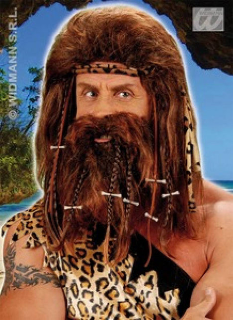 Party-accessoires: Pruik en baard Grotbewoner