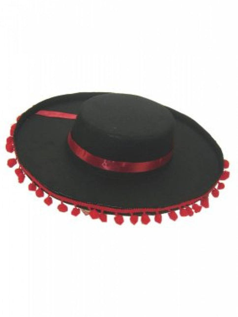 Party-accessoires: Spaanse hoed met rode balletjes