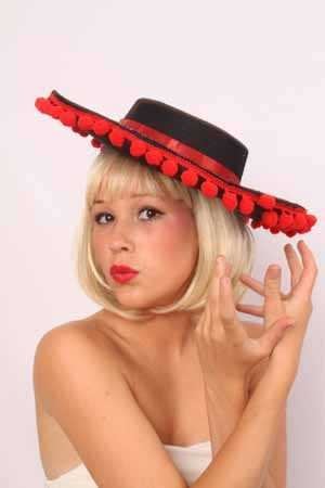 Party-accessoires: Spaanse hoed met rode balletjes