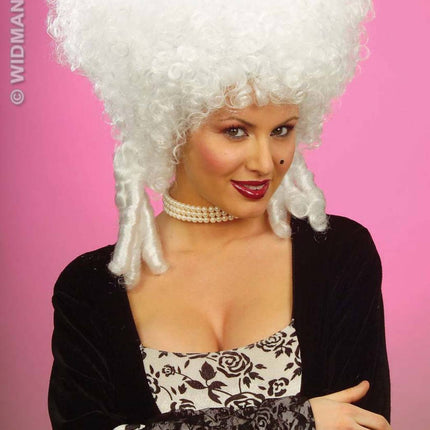 Party-kleding: Pruik, barok edelvrouw wit