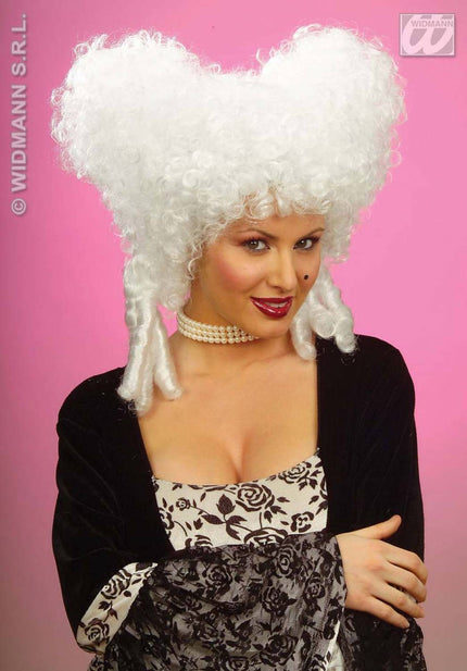 Party-kleding: Pruik, barok edelvrouw wit