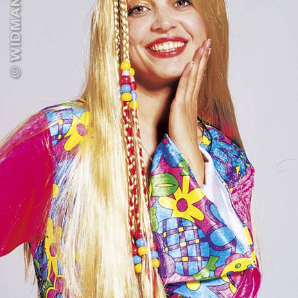 Party-kleding: Pruik, hippie met vlechtdecoratie
