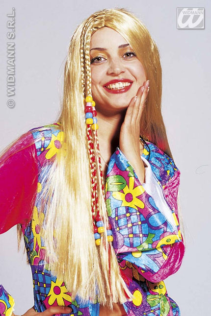 Party-kleding: Pruik, hippie met vlechtdecoratie