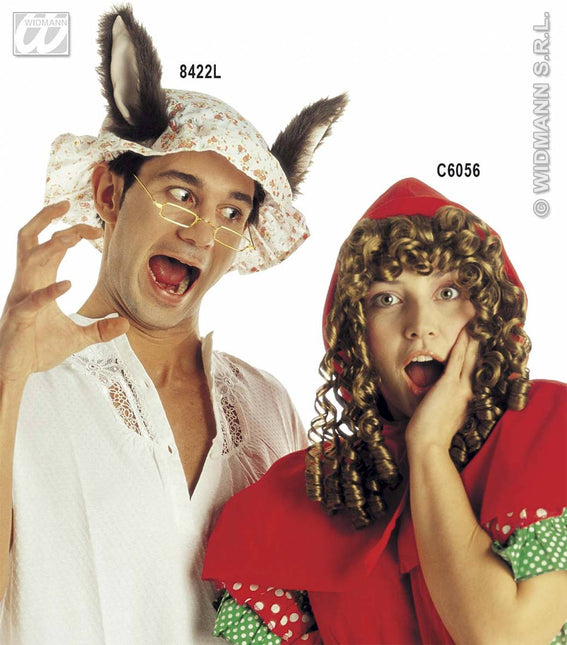 Party-kleding: Pruik, Roodkapje met kap