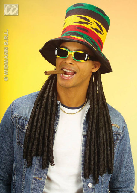 Partyartikelen Rasta hoge hoed met dreadlocks
